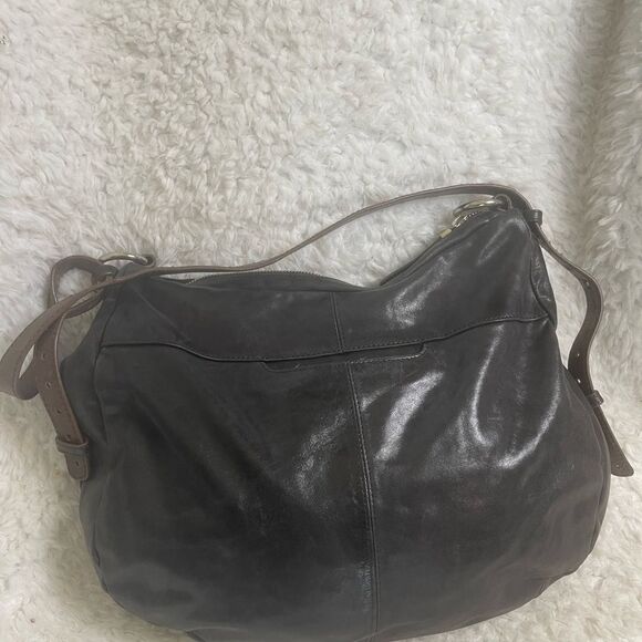 Hobo the  soft leather black large shoulder bag brown adjustable shoulder strap - Picture 5 of 12